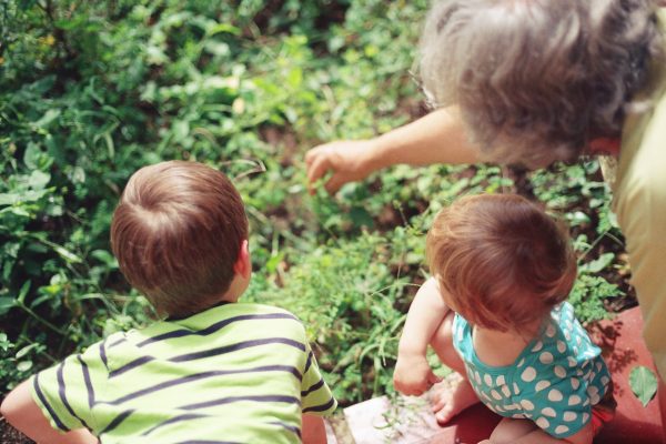 grandmother and children