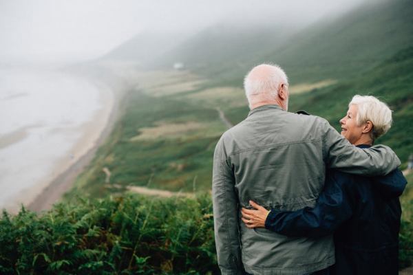 Older couple overlooking beach